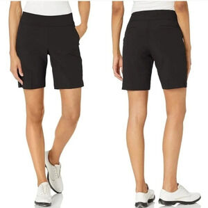 Adidas golf shorts black front and back pockets split seam at hem on side size 6